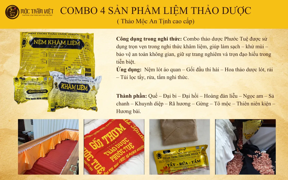 Combo 4 sản phẩm thảo dược khâm liệm Mộc Trầm Việt